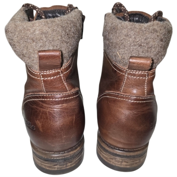 Taos Cutie Lace-up Ankle Boots 37 6-6.5 Choclate Brown Leather Wool Comfort - Picture 8 of 12